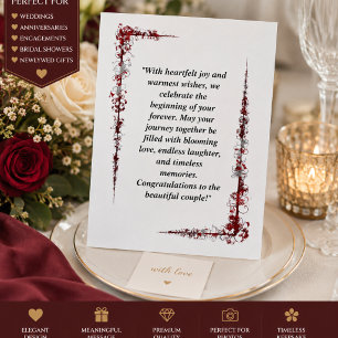 Cartão de Felicitações de Casamento Floral Borgonh