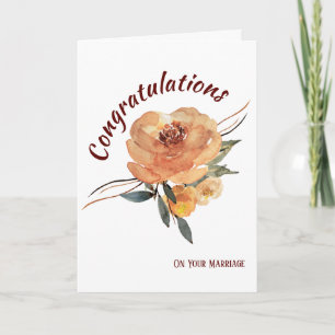 Cartão de Felicitações de Casamento Floral de Outo