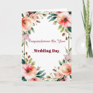 Cartão de Felicitações de Casamento Floral Peônia