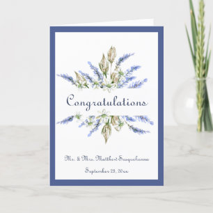 Cartão de Felicitações de Casamento Lavanda Floral