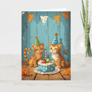 Cartão de Felicitações de Festa de Gatinho Festivo