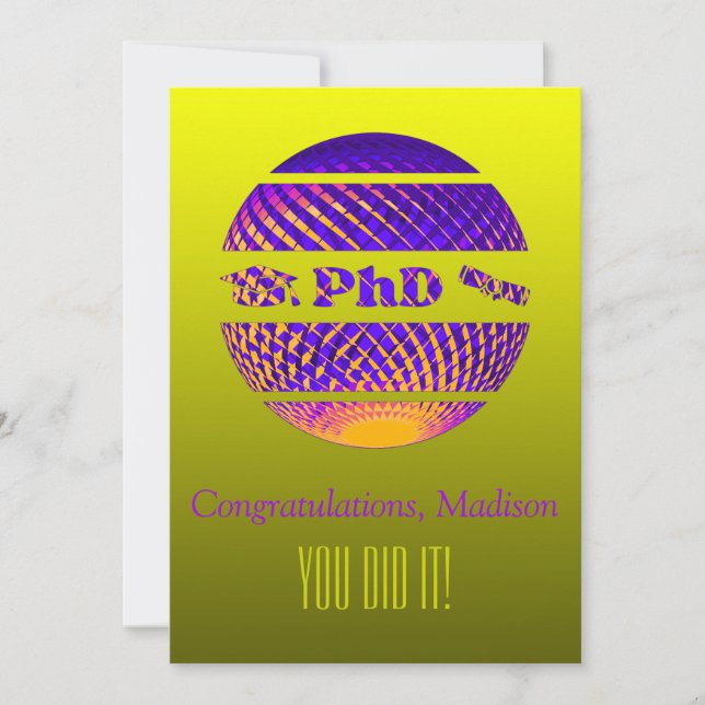 Cartão de felicitações de formatura de doutorado c (Frente)