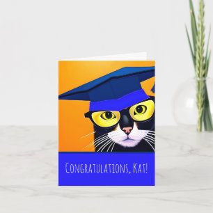 Cartão de Felicitações de Graduação de Gato Dobrad