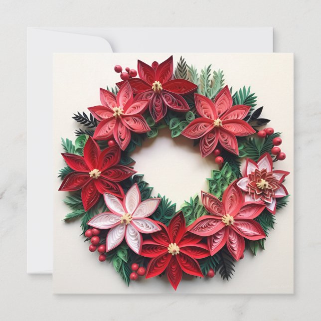 cartão de felicitações de Natal com coroa de Natal (Frente)