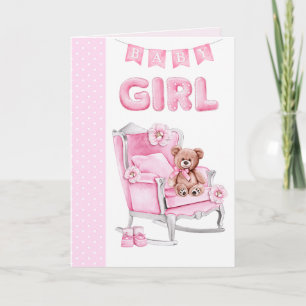 cartão de felicitações de pontos rosa para menina 