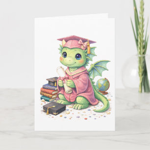 Cartão de Felicitações do Dragão de Formatura Rosa