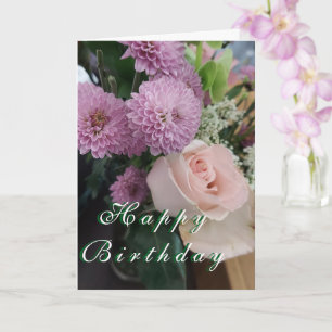 Cartão de Felicitações Dobrado Floral de Aniversár