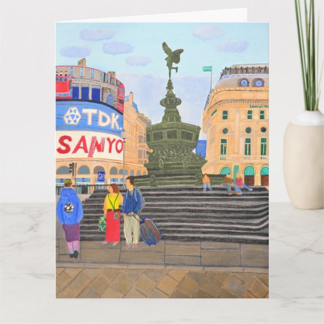 Cartão de felicitações dobrado Piccadilly Circus (Frente)