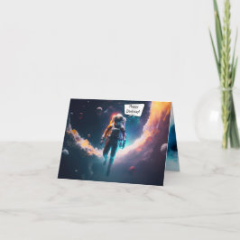 Cartão de Felicitações Dobrável Astronauta Espaço 