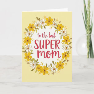 Cartão de Felicitações Super Mãe Floral