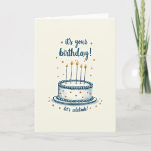 Cartão de Feliz Aniversário com Bolo