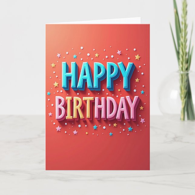 Cartão de Feliz Aniversário com Camadas (Frente)