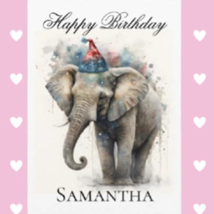 Cartão de Feliz Aniversário com Elefante Dobrado