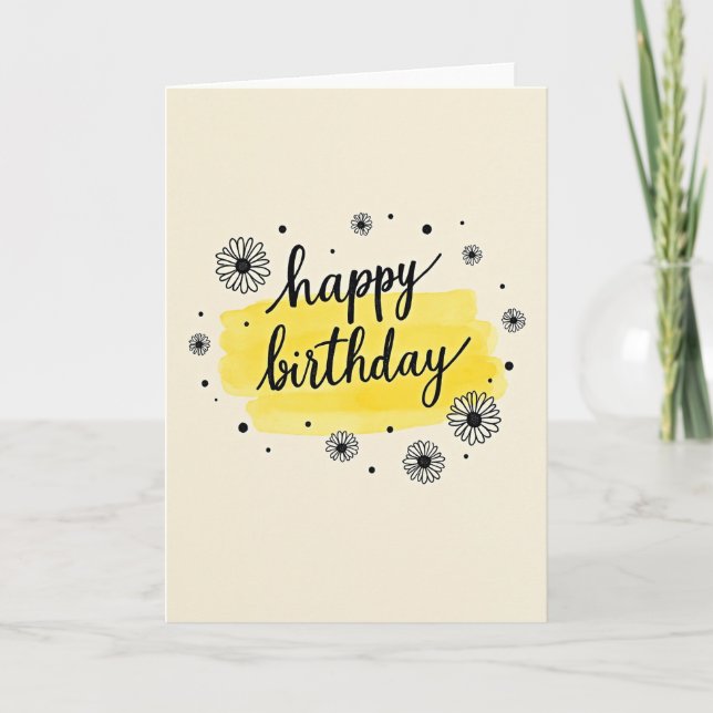 Cartão de Feliz Aniversário com Letra Floral (Frente)
