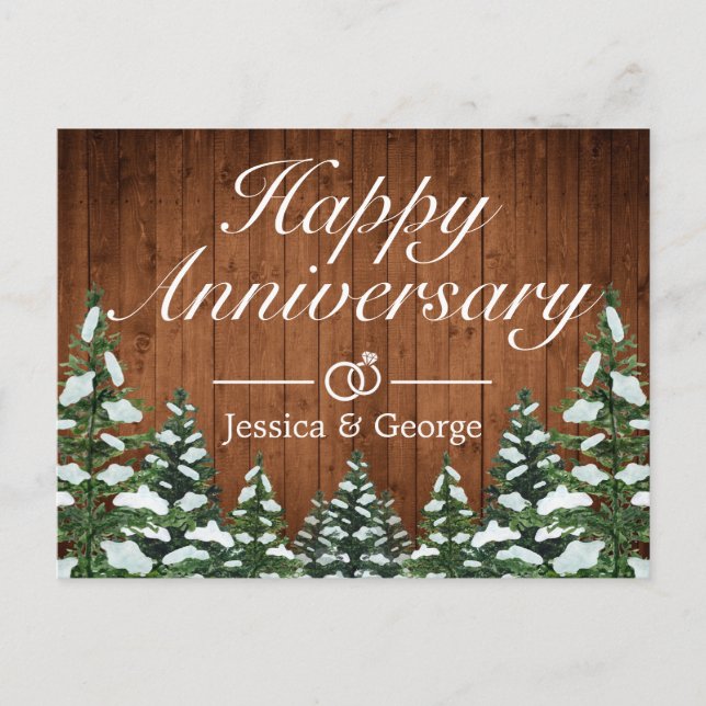 Cartão de Feliz Aniversário de Madeira com Florest (Frente)