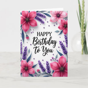 Cartão de Feliz Aniversário Floral Blossom