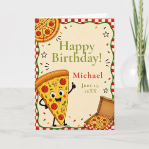 Cartão de Feliz Aniversário Kids Pizza