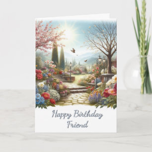 Cartão de Feliz Aniversário para Amigo Jardim de F