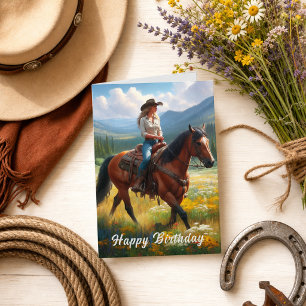 Cartão de Feliz Aniversário para Cowgirl Western
