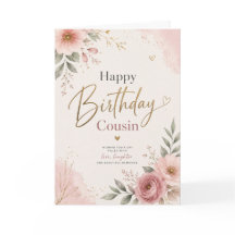 Cartão de Feliz Aniversário para Prima com Floral