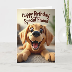 Cartão de Feliz Aniversário Puppy Dourado