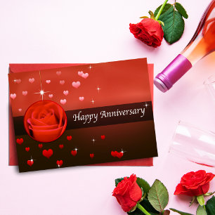 Cartão de Feliz Aniversário Rosa & Corações Com Br