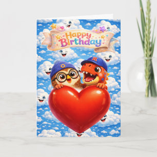 Cartão de feliz aniversário, saudação de balão em 