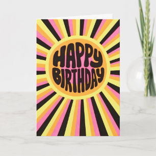 Cartão de Feliz Aniversário Sunburst Letterpress