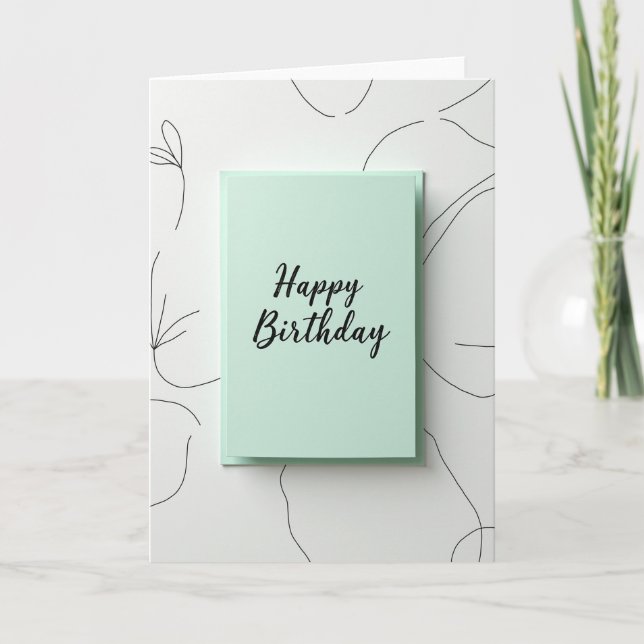 Cartão de Feliz Aniversário Verde Menta (Frente)