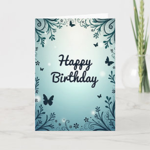 Cartão de Feliz Aniversário Verde Turquesa