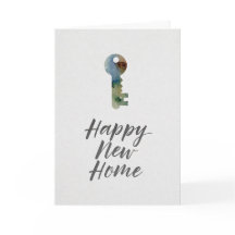 Cartão de Feliz Ano Novo em Casa com Aquarela Mini