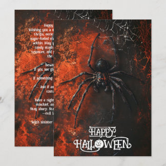 Cartão de Feliz Halloween de Aranha Assustadora Pe