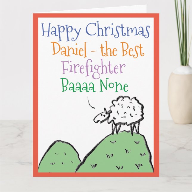 Cartão de Feliz Natal para um Bombeiro com Design  (Frente)