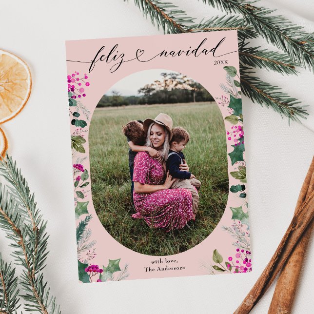 Cartão de Feliz Navidad Feliz Foto Holly (Criador carregado)