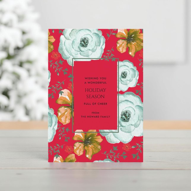 Cartão de Feriado Botânico de Rosas de Aquarela Fl (Criador carregado)