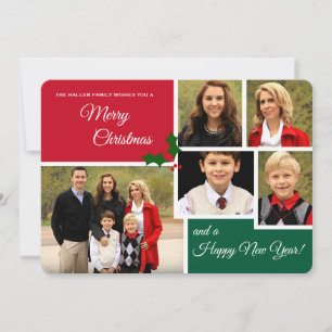 Cartão de Feriado Clássico Holly 5