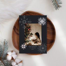 cartão de feriado com fenda de neve prateada