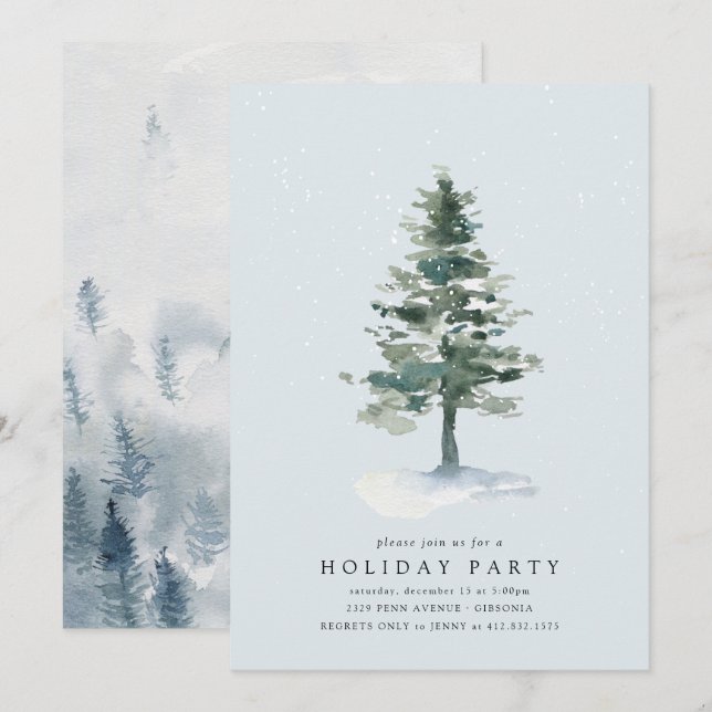 Cartão de Feriado da Árvore de inverno (Frente/Verso)