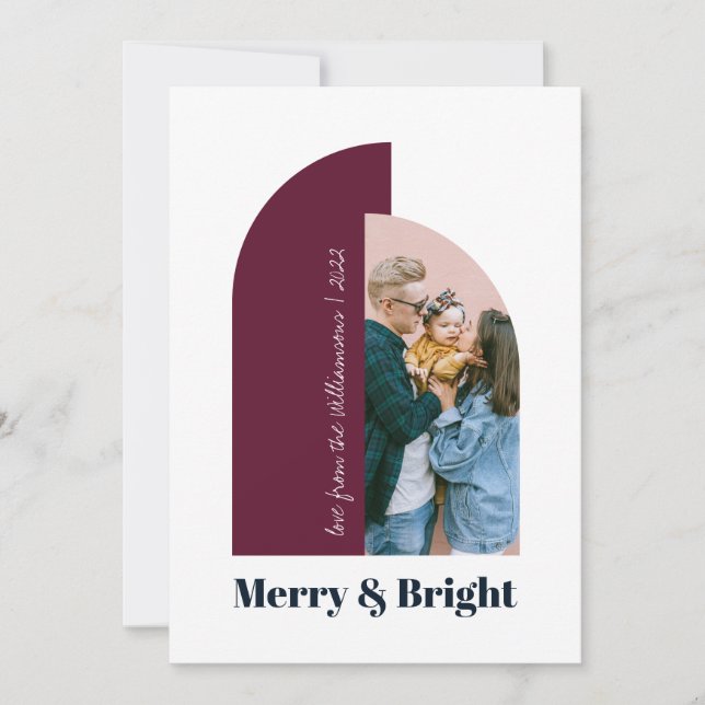 Cartão de Feriado de 2022 Azul Roxo de Arch Modern (Frente)