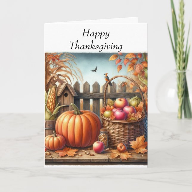 Cartão de Feriado de Ação de Graças (Frente)