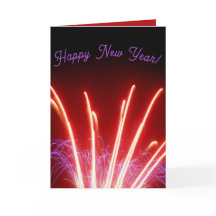Cartão de Feriado de Ano Novo do Fogos de Artifíci