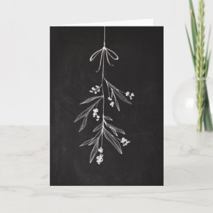 Cartão de Feriado de Arte Mistletoon Chalkboard