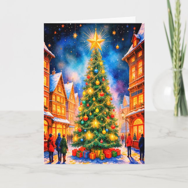 CARTÃO DE FERIADO DE ÁRVORE DE NATAL (Frente)