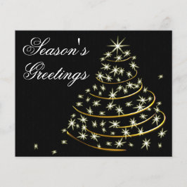 Cartão de Feriado de Árvore de Natal Dourada Preta