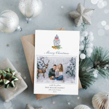 Cartão de Feriado de Boião de Ginger Azul e Branco