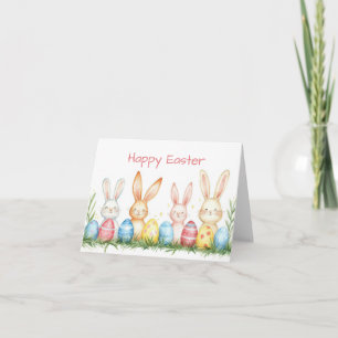 Cartão de Feriado de Bunnies de Páscoa bonito com 