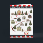 Cartão de Feriado de Calendário Antecipado de Nata<br><div class="desc">Vila de férias em miniatura apresentando Papai Noel e uma contagem regressiva de 7 dias para o Natal. Editar texto para personalizar facilmente.</div>