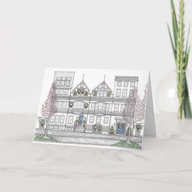 Cartão de Feriado de Cidade Original Desenhado à M (Frente)