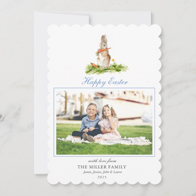 Cartão de Feriado de Coelhinho de Páscoa com Cores (Frente)