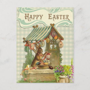 Cartão de Feriado de Coelhinho de Páscoa Vintage